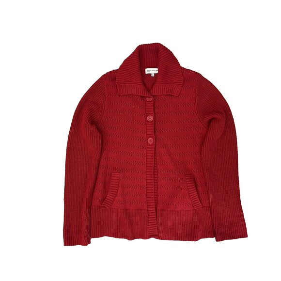 Jones New York Sport womens Shawl Collar Cardigan Sweater size Large Red Knit - Picture 1 of 5